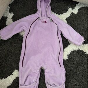 The North Face Lilac Hooded Fleece Footie with Front Zippers